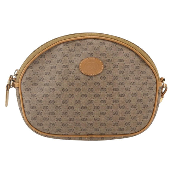 GUCCI Micro GG Supreme Shoulder Bag PVC Beige Gold Auth bs32661