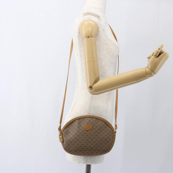 GUCCI Micro GG Supreme Shoulder Bag PVC Beige Gold Auth bs32661