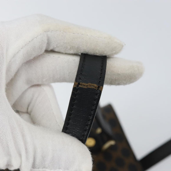 CELINE Macadam Canvas Tote Bag PVC Leather Black Gold Auth bs32663