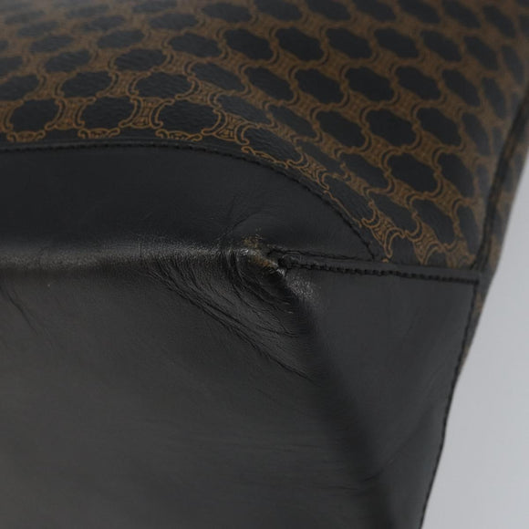 CELINE Macadam Canvas Tote Bag PVC Leather Black Gold Auth bs32663