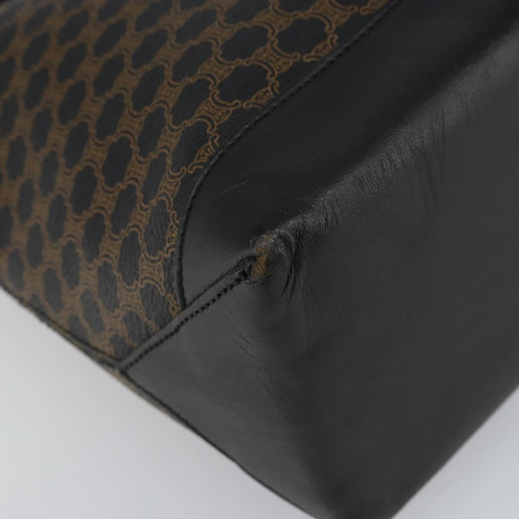 CELINE Macadam Canvas Tote Bag PVC Leather Black Gold Auth bs32663
