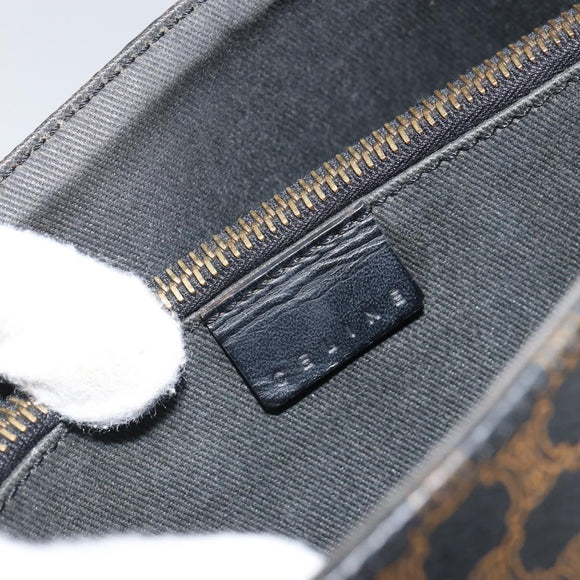 CELINE Macadam Canvas Tote Bag PVC Leather Black Gold Auth bs32663