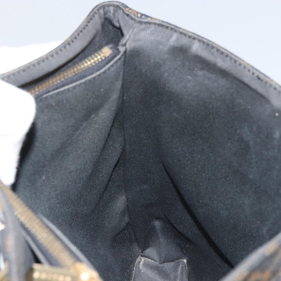 CELINE Macadam Canvas Tote Bag PVC Leather Black Gold Auth bs32663