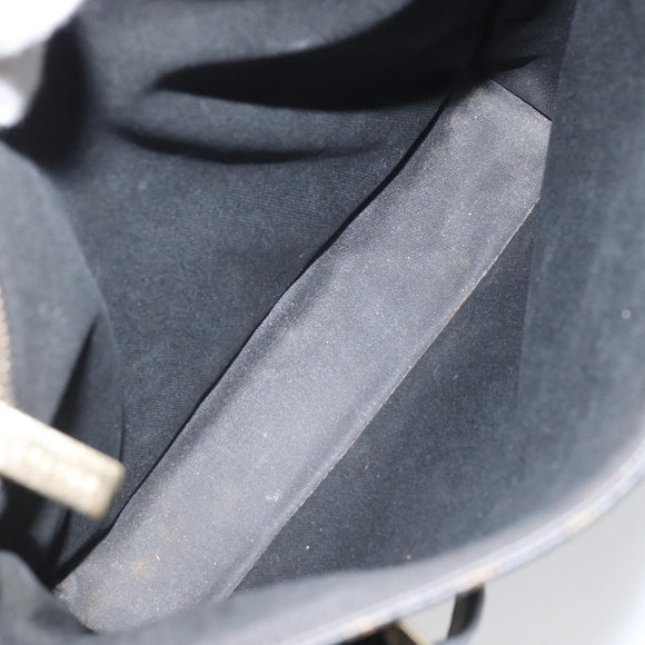 CELINE Macadam Canvas Tote Bag PVC Leather Black Gold Auth bs32663