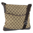GUCCI GG Canvas Shoulder Bag Beige Silver 145857 Auth bs32664-1