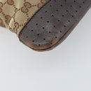 GUCCI GG Canvas Shoulder Bag Beige Silver 145857 Auth bs32664-11