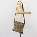 GUCCI GG Canvas Shoulder Bag Beige Silver 145857 Auth bs32664-24