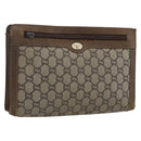 GUCCI GG Plus Supreme Clutch Bag PVC Beige Gold Auth bs32666-1