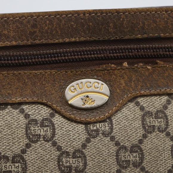 GUCCI GG Plus Supreme Clutch Bag PVC Beige Gold Auth bs32666