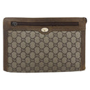 GUCCI GG Plus Supreme Clutch Bag PVC Beige Gold Auth bs32666-2