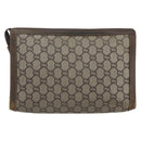 GUCCI GG Plus Supreme Clutch Bag PVC Beige Gold Auth bs32666-3