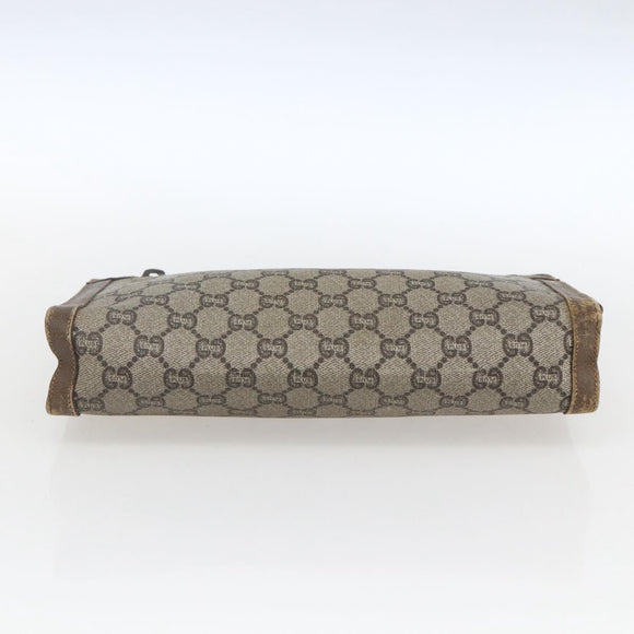 GUCCI GG Plus Supreme Clutch Bag PVC Beige Gold Auth bs32666