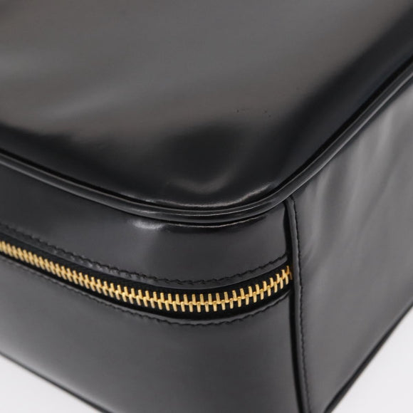 GUCCI Vanity Hand Bag Patent leather Black Gold 000 2040 0323 Auth bs32671