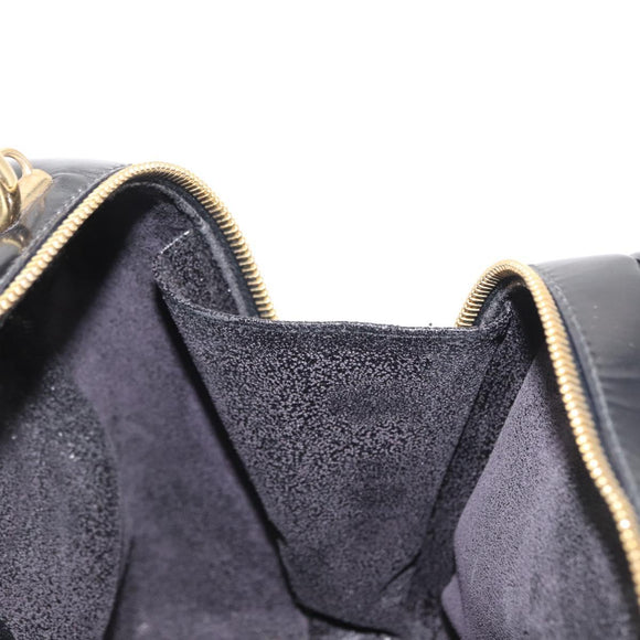 GUCCI Vanity Hand Bag Patent leather Black Gold 000 2040 0323 Auth bs32671