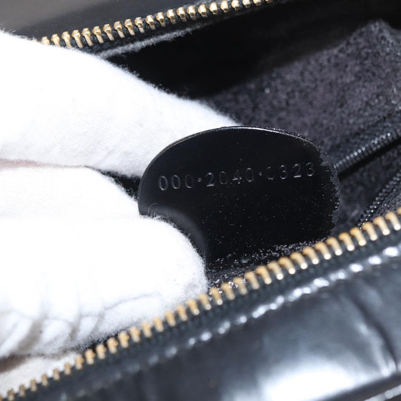 GUCCI Vanity Hand Bag Patent leather Black Gold 000 2040 0323 Auth bs32671