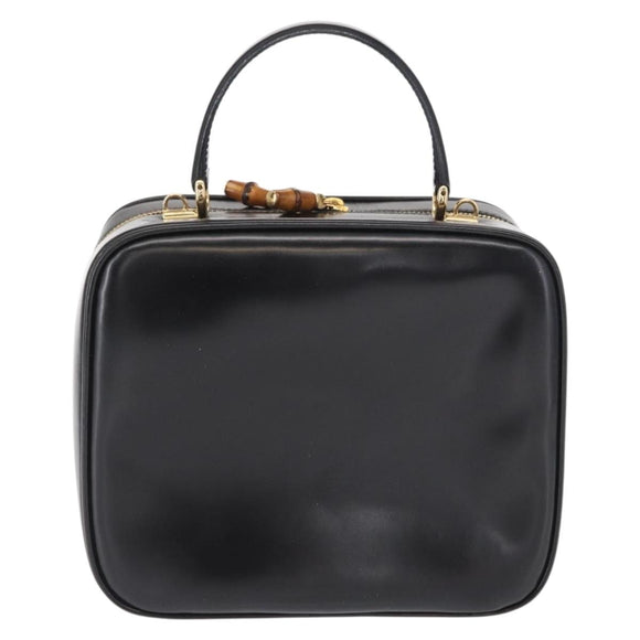 GUCCI Vanity Hand Bag Patent leather Black Gold 000 2040 0323 Auth bs32671