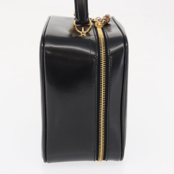 GUCCI Vanity Hand Bag Patent leather Black Gold 000 2040 0323 Auth bs32671