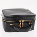 GUCCI Vanity Hand Bag Patent leather Black Gold 000 2040 0323 Auth bs32671-6