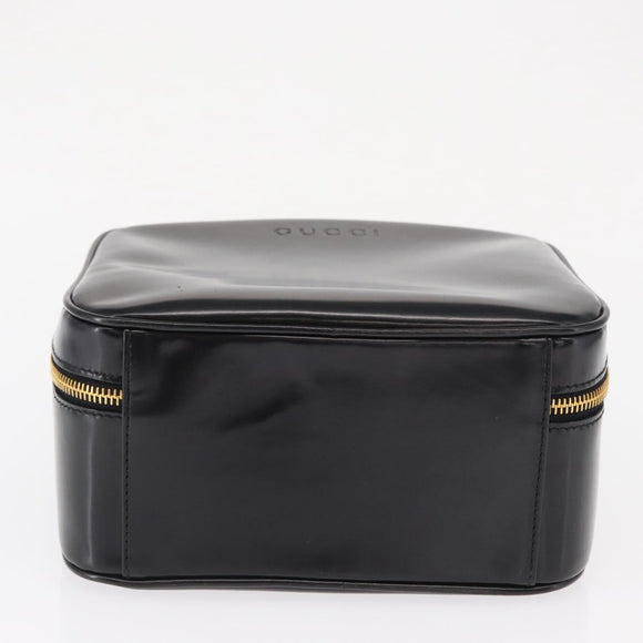 GUCCI Vanity Hand Bag Patent leather Black Gold 000 2040 0323 Auth bs32671