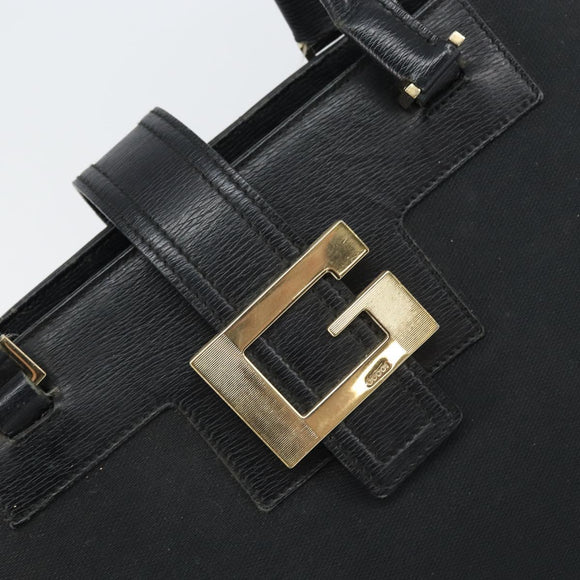 GUCCI Tote Bag Canvas Black Gold 002 1109 Auth bs32672