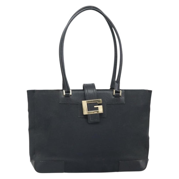 GUCCI Tote Bag Canvas Black Gold 002 1109 Auth bs32672
