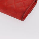 CHANEL Matelasse Long Wallet Lamb Skin Red CC Auth bs32679-16