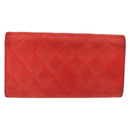 CHANEL Matelasse Long Wallet Lamb Skin Red CC Auth bs32679-2