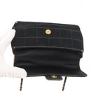 CHANEL Choco Bar Chain Shoulder Bag Satin Black Gold CC Auth bs32680-10