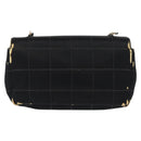 CHANEL Choco Bar Chain Shoulder Bag Satin Black Gold CC Auth bs32680-2