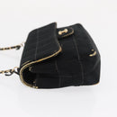 CHANEL Choco Bar Chain Shoulder Bag Satin Black Gold CC Auth bs32680-4
