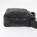 CHANEL Matelasse Shoulder Bag Lamb Skin Black Gold CC Auth bs32685-4