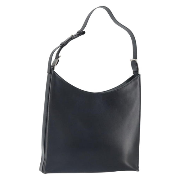 Salvatore Ferragamo Shoulder Bag Leather Black Silver Auth bs32686