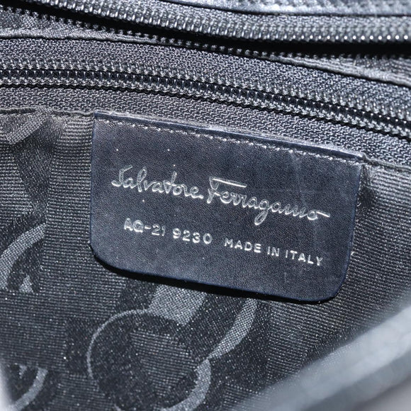 Salvatore Ferragamo Shoulder Bag Leather Black Silver Auth bs32686