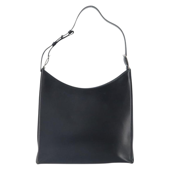 Salvatore Ferragamo Shoulder Bag Leather Black Silver Auth bs32686