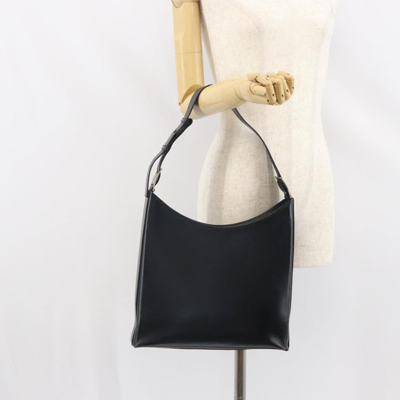 Salvatore Ferragamo Shoulder Bag Leather Black Silver Auth bs32686