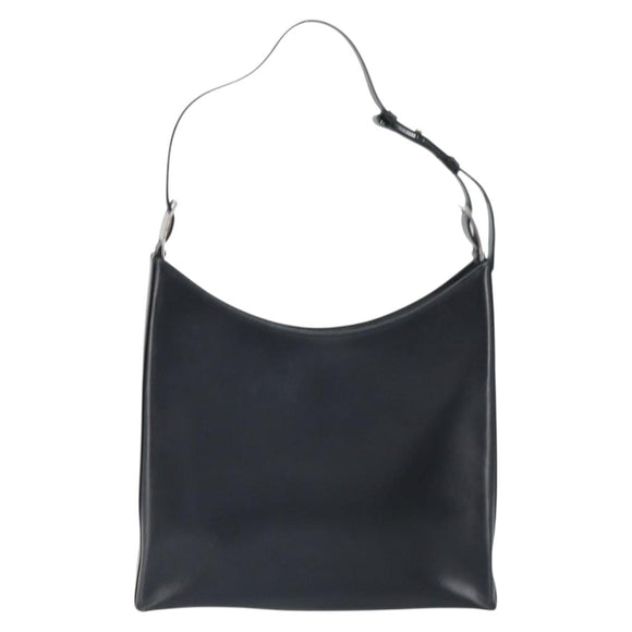 Salvatore Ferragamo Shoulder Bag Leather Black Silver Auth bs32686