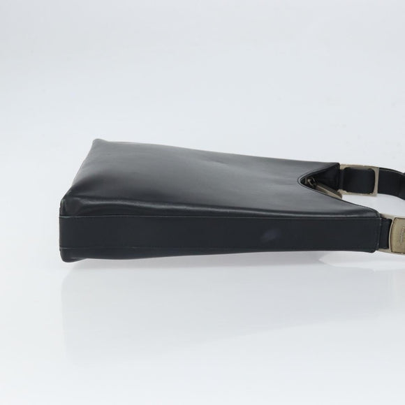 Salvatore Ferragamo Shoulder Bag Leather Black Silver Auth bs32686