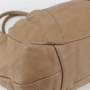 PRADA Hand Bag Leather Beige Gold Auth bs32687-14