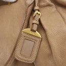 PRADA Hand Bag Leather Beige Gold Auth bs32687-17