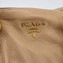 PRADA Hand Bag Leather Beige Gold Auth bs32687-18