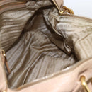 PRADA Hand Bag Leather Beige Gold Auth bs32687-21
