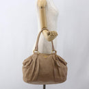 PRADA Hand Bag Leather Beige Gold Auth bs32687-24