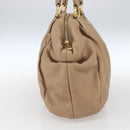 PRADA Hand Bag Leather Beige Gold Auth bs32687-3