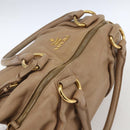 PRADA Hand Bag Leather Beige Gold Auth bs32687-6