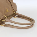 PRADA Hand Bag Leather Beige Gold Auth bs32687-7