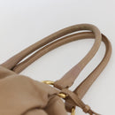PRADA Hand Bag Leather Beige Gold Auth bs32687-8