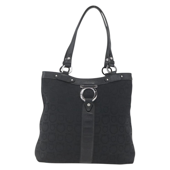 Salvatore Ferragamo Tote Bag Canvas Black Silver Auth bs32688
