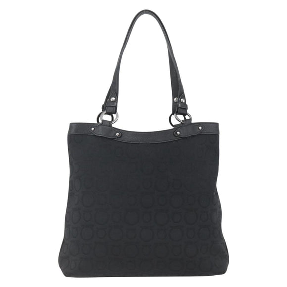 Salvatore Ferragamo Tote Bag Canvas Black Silver Auth bs32688