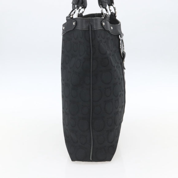 Salvatore Ferragamo Tote Bag Canvas Black Silver Auth bs32688