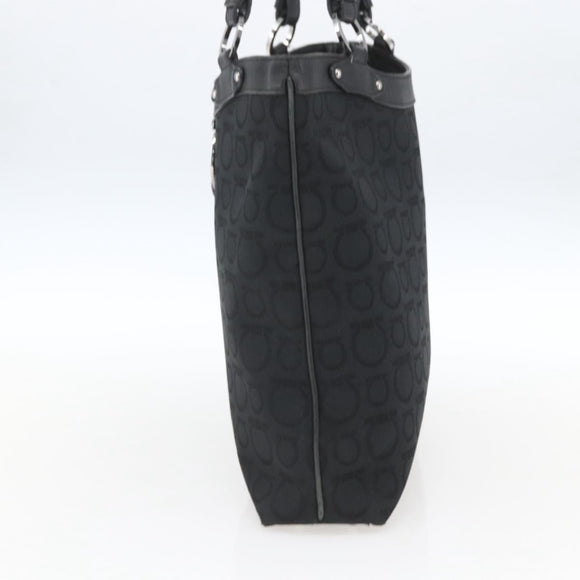 Salvatore Ferragamo Tote Bag Canvas Black Silver Auth bs32688
